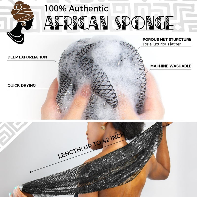 RelaxScene African Net Sponge Authentic - Exfoliating Back Scrub Bath Sponge with Knots - Afro Scrub Body Scrubber Exfoliator Washcloth - African Body Care Daily Use Shower Essentials - Image 2